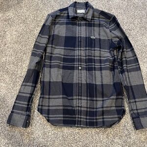 Lacoste Men's Blue and Gray Checkered Shirt